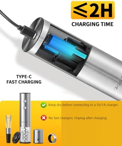 CIRCLE JOY Electric Wine Opener Rechargeable 5-in-1 Stainless Steel