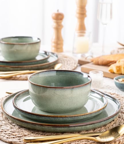 GBHOME Dinnerware Sets for 8, 24 Pieces Ceramic Plates and Bowls Set