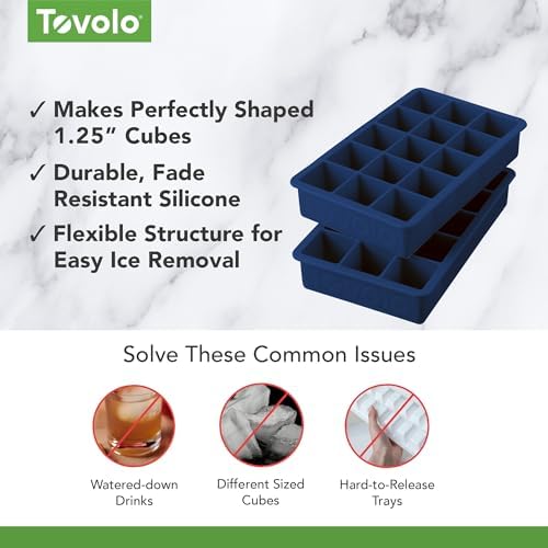 Tovolo Silicone Ice Cube Tray Deep Indigo Pack of 2 BPA Free Ice Tray