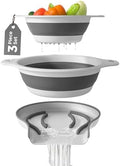 Collapsible Colanders (2 Pack Set) Food Strainers with Over-Sink Water
