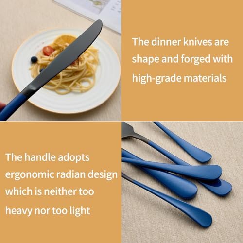20-Piece Black and Dark Blue Silverware Set 18/0 Stainless Steel