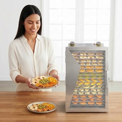 Commercial Food Dehydrator, 18 Stainless Steel Trays, 600W