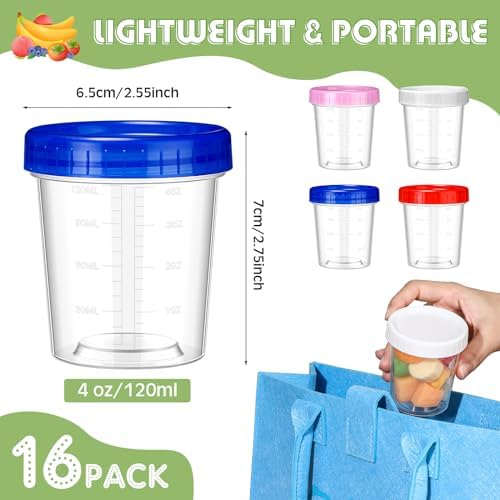 16 Pack 4 oz Small Containers with Lids, Food Storage Containers