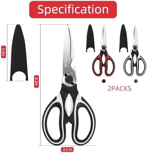 Heavy Duty Kitchen Scissors 2-Pack, Ultra Sharp Stainless Steel Meat