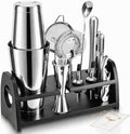 Semderm Cocktail Shaker Set, Weighted Boston Shaker Set with Bamboo
