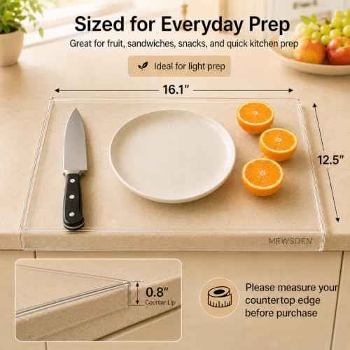 Acrylic Cutting Board with Counter Lip, Clear Cutting Boards for