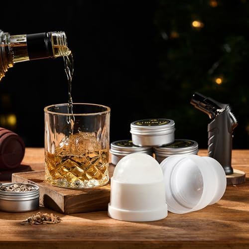 Whiskey Smoker Kit with Torch - 6 Flavors Wood Chips, 2 Glasses, 2 Ice