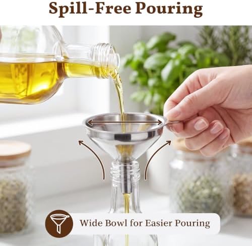 Mini Stainless Steel Funnel, Set of 3 for Filling Bottles and Kitchen