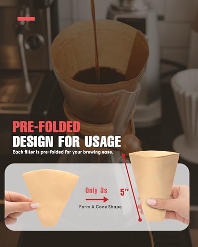 100 Count Unbleached Coffee Filters for Chemex Coffee Maker