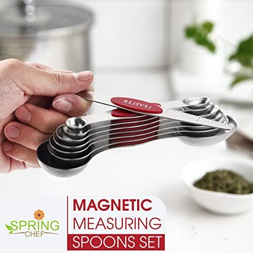 Spring Chef Dual Sided Magnetic Measuring Spoons, Set of 8 & Stainless