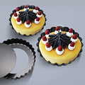 6PCS Removable Bottom Tart Pan Set, Carbon Steel Non Stick Quiche Pan
