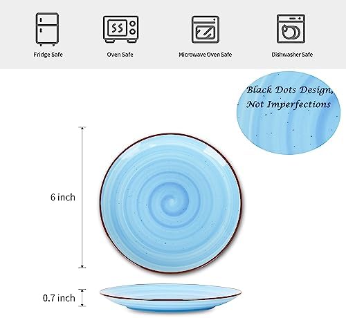 Selamica Ceramic Dessert Plates Set of 6,6 Inch Appetizer Plate for