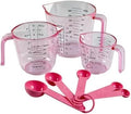 Pink Plastic Measuring Cup and Spoons Set