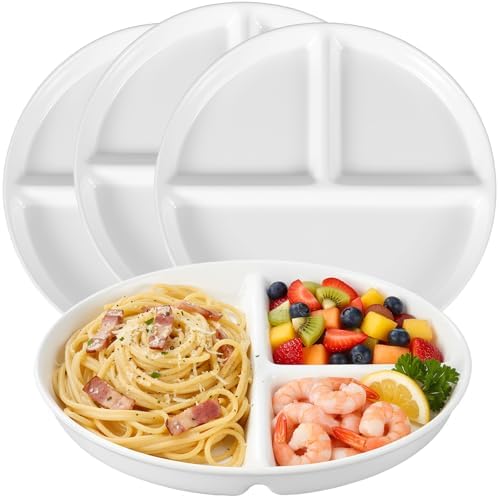 Lounsweer Set of 4 Pcs 9.5 Inch Ceramic Divided Plates for Adults