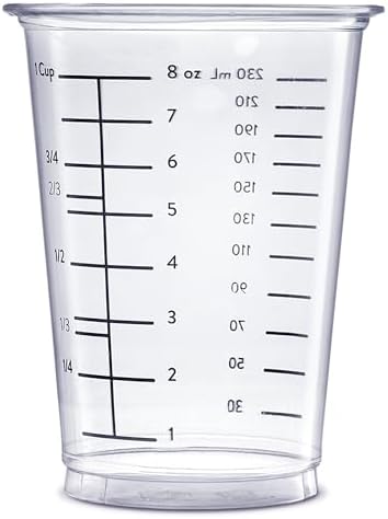 GUSTO 10 oz Clear Plastic Measuring Cups [50 Count] Disposable
