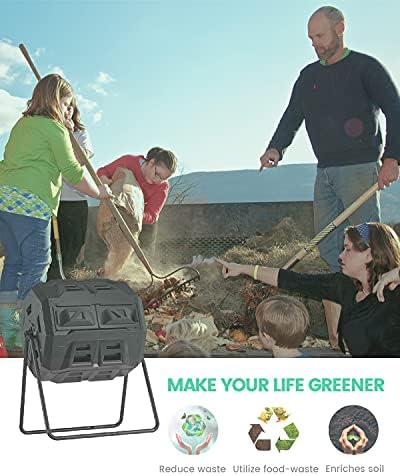 43 Gallon Dual-Chamber Tumbling Compost Bin
