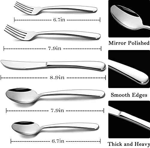 HaWare Heavy Duty Silverware Set, 40-Piece Stainless Steel Flatware Cutlery for 8, Modern & Elegant Design Includes Knives/Forks/Spoons, Mirror Polished and Dishwasher Safe