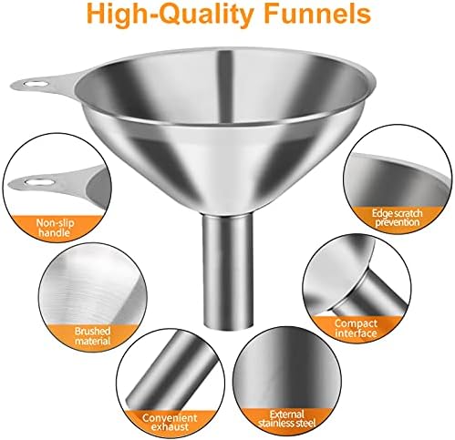 Stainless Steel Funnel Set, 3 Small Funnels for Kitchen Use Filling
