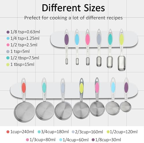Magnetic Measuring Cups and Spoons Set of 14,Stainless Steel Measuring