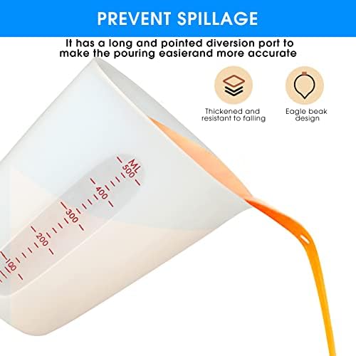 Food-Grade Silicone Measuring Cups for Chocolate Melting 2 Cup + 1 Cup