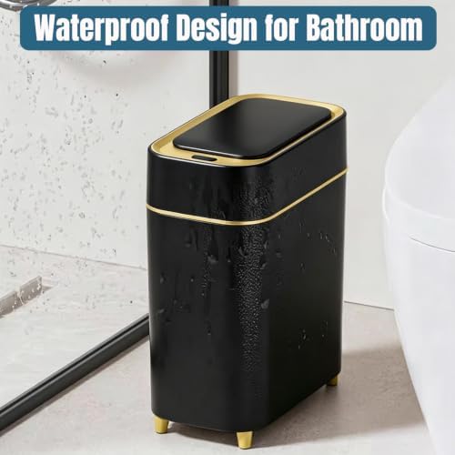 LALASTAR 2-Pack Bathroom Trash Can, 2.3 Gal, Black