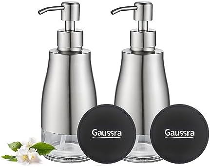 Gaussra 2 Pack Soap Dispenser with Coaster and Stickers - 11 OZ