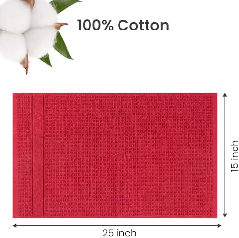 DecorRack Waffle Weave Kitchen Towels 16x27 in, Red (4 Pack)
