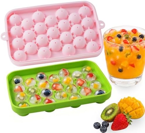 Small Ice Ball Mold, 2Pack Round Ice Cube Trays with Lid, 1Inch