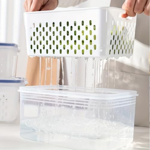 2 Pack Fruit Storage Containers with Removable Drain Basket Lid