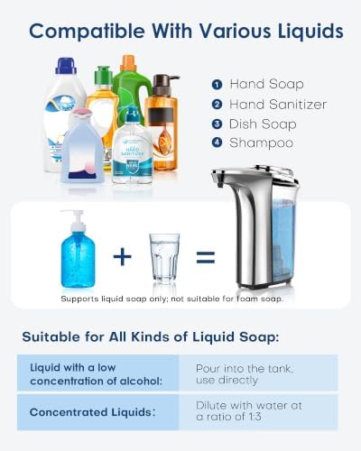 Automatic Soap Dispenser,17oz/500ml Touchless Dish Soap Dispenser