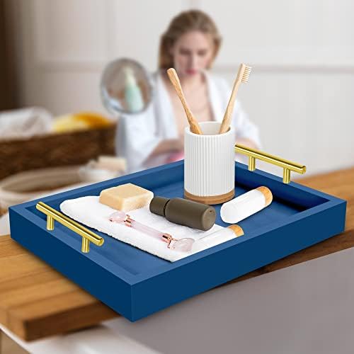 JollyCaper - Coffee Table Tray - with Metal Handles for Serving, Home