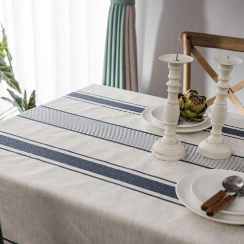 ColorBird Rectangle Cotton Linen Tablecloth Striped Dust-Proof