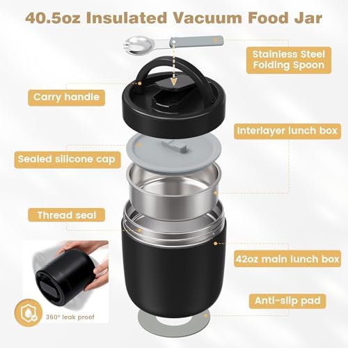 40.5oz Stainless Steel Soup Thermo, Black
