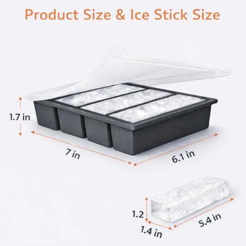 Large Silicone Ice Cube Trays for Tall Bottles, Long Ice Stick Mold