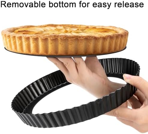 Tosnail 2 Pack Non-Stick Quiche Pan with Removable Loose Bottom