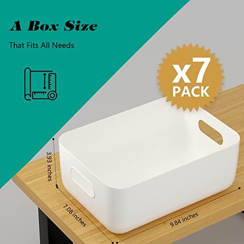 OWill 7 Pack Plastic Storage Bins, 4.2L Small Organizer Baskets with
