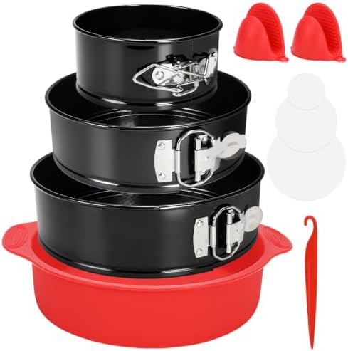 3PCS Springform Pan Set, 4, 7, 9 Inch Cheesecake Pans, Removable