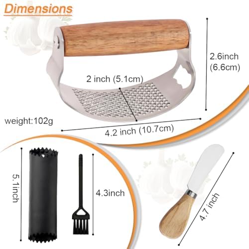 Stainless Steel Garlic Press Rocker with Ginger Crusher