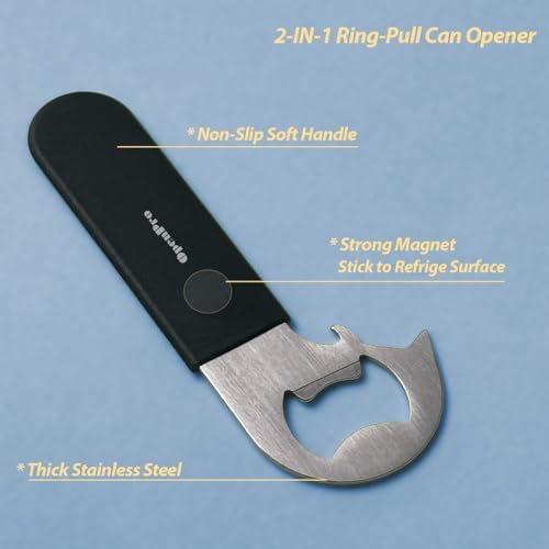 Magnetic 2-IN-1 Ring-Pull Can Opener, Beer Bottle Opener, Manual Can