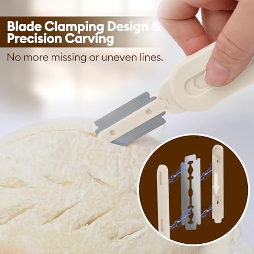 MOJOHAND Bread Lame Dough Scoring Tool, Retractable Blade, Off-White
