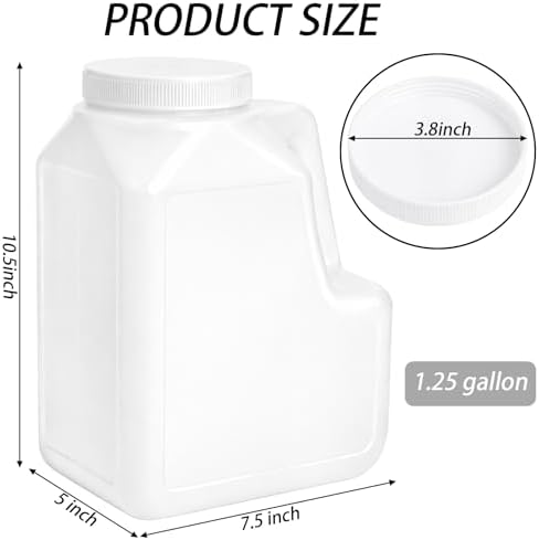 Yesland 2 Pcs White Plastic Gallon Jar with Handle and Airtight Lid