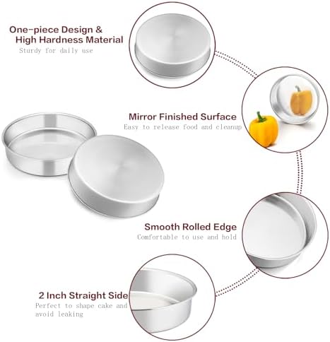 TeamFar 6 Inch Cake Pan, Stainless Steel Round Smash Cake Pan Baking