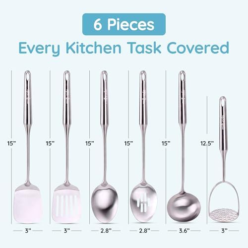 Millvado Stainless Steel Kitchen Utensil Set, Cooking Utensils, Set of