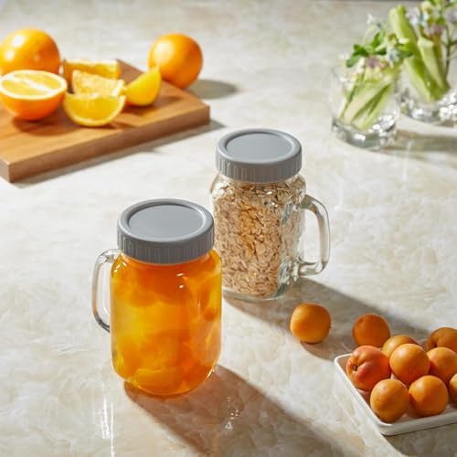 DRASTAR Iced Coffee Cup, 16 oz Mason Jar Cups with Handle, Small Glass