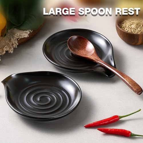 Gencywe® Spoon Rest for Stove Top, 6.1" Large Ceramic Spoon Holder for