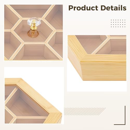 Box Container for Snacks with A Lid, Divider Tray Hexagonal Serving