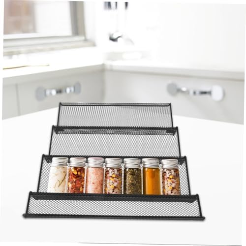 STOBAZA Black Metal Spice Drawer Organizer Insert for Jars, Tiered