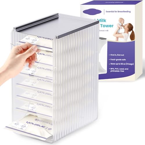 Freeze Organizer and Tower for Breastmilk Storage Bags, First-in