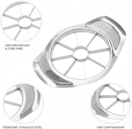 Apple Slicer Corer, Stainless Steel Fruit Cutter for Uniform Wedges