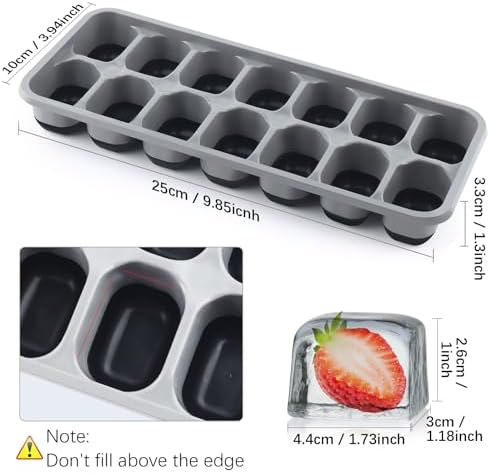 Ice Cube Tray 4 Pack, Easy-Release & Flexible 56 pcs Silicone Ice Cube